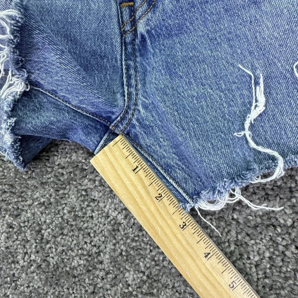 Levis Shorts Womens 27 Blue 501 High Rise Denim Cutoff Frayed Casual Summer